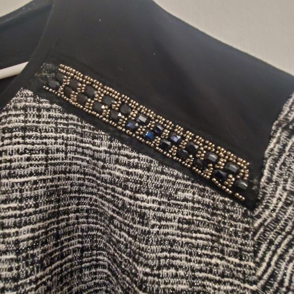CJ Banks Womens Beaded Pullover Sweater Blouse Plus Size 1X Black and White - Picture 3 of 10